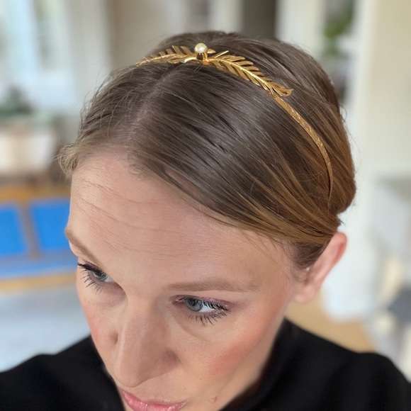 Unbranded Accessories - Vintage Gold Leaf Headband w Pearl Grecian Fifties Hair Accessory Jewelry Pretty